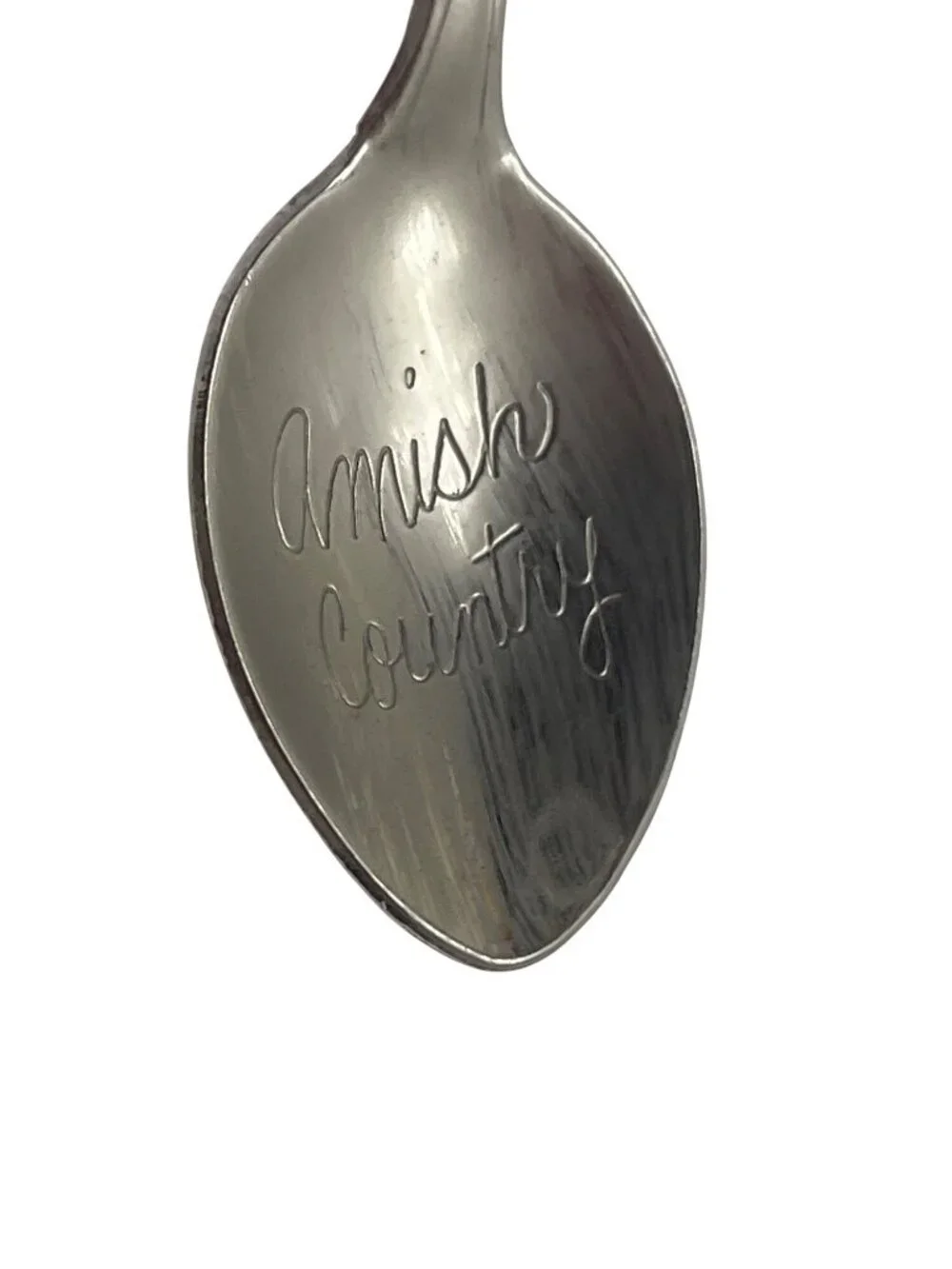 Amish Country Souvenir Spoon With Gold Train Charm & Clover Detail Collectible